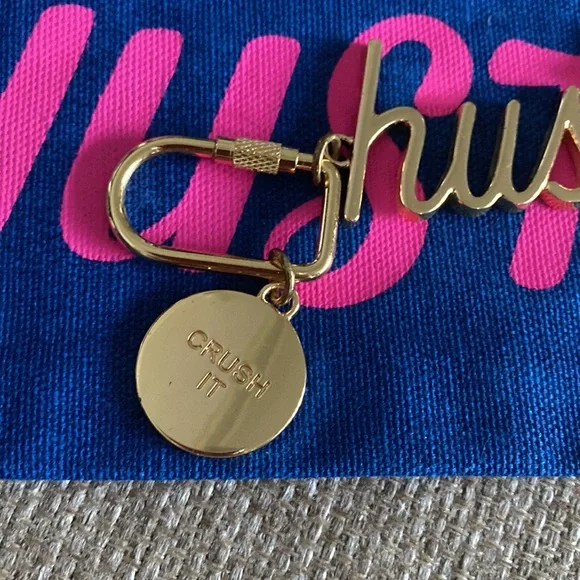 Free with purchase NWT HUSTLE back to school pencil case key chain girl power - Picture 2 of 2